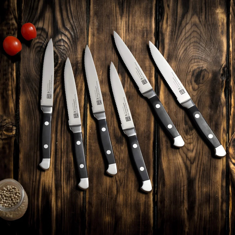 Steak Knife & Fork Set 4/6/8 Pc – German Steel Polished Handles Steak Knife Set Axl