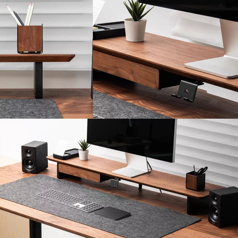 M20 Walnut Solid Wood Monitor Stand & Desktop Storage Rack Monitor Stand Rack Axl