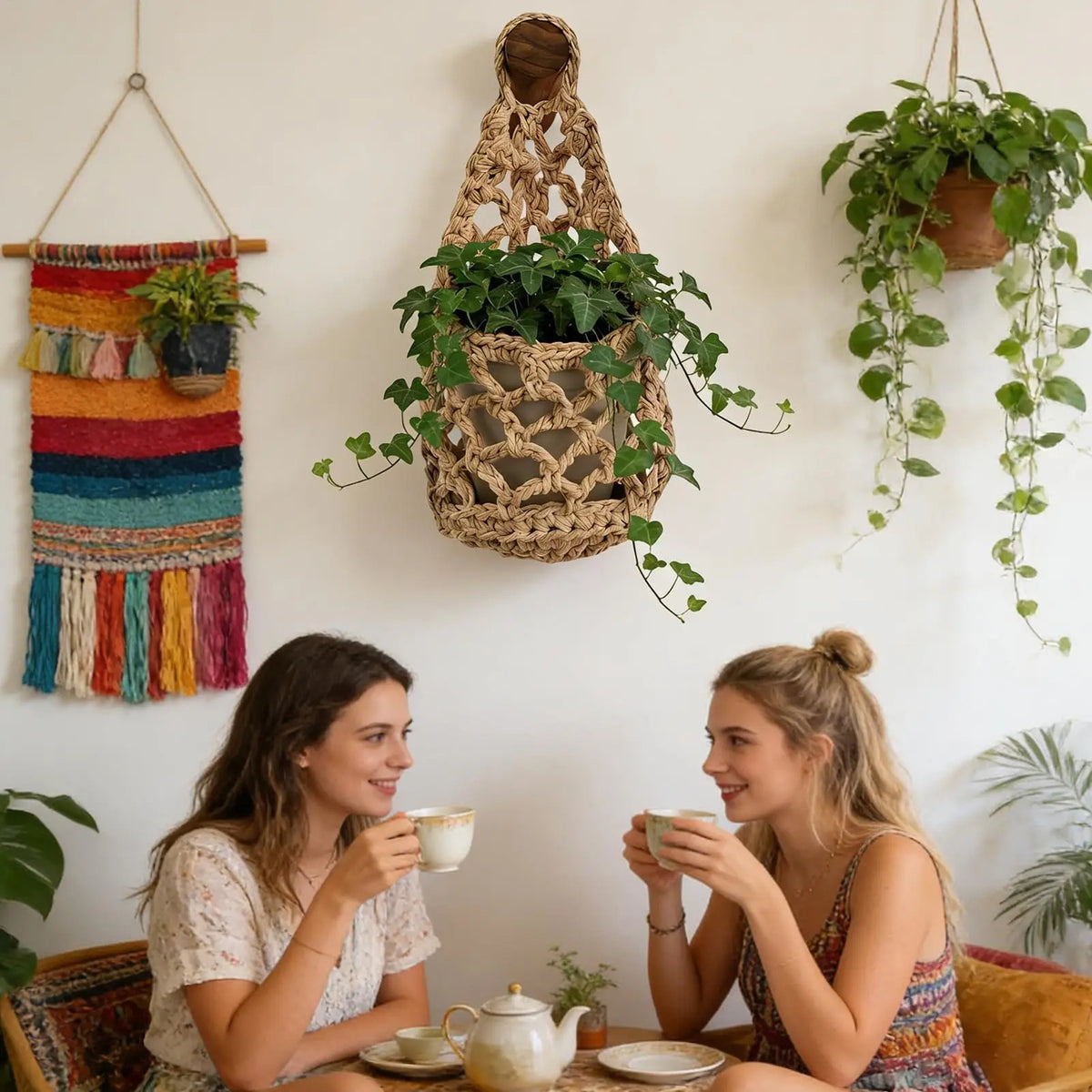 Macrame Plant Hanger – Boho Woven Cotton Hanging Planter Macrame Plant Hanger Axl
