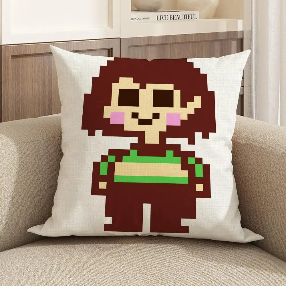 Undertale Linen Cushion Cover | Sofa, Bed & Chair Pillow Case Linen Cushion Cover Axl White8 45X45cm