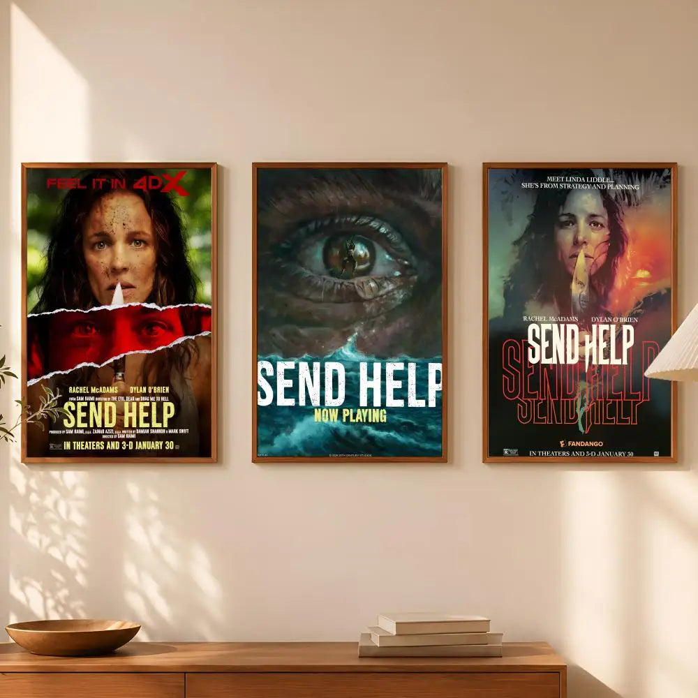 Send Help Funny Wall Poster – Self-Stick HD PVC Art Decor Wall Art Poster Axl