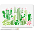 Cactus Succulent Reusable Stencil 11.7×8.3" with Paint Brush Craft Stencil Set Axl AECH04-18664
