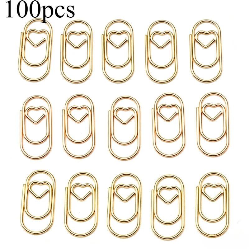 100 Pcs Mini Heart Shaped Paper Clips – Cute Decorative Clips Decorative Paper Clips Axl Golden-100pcs