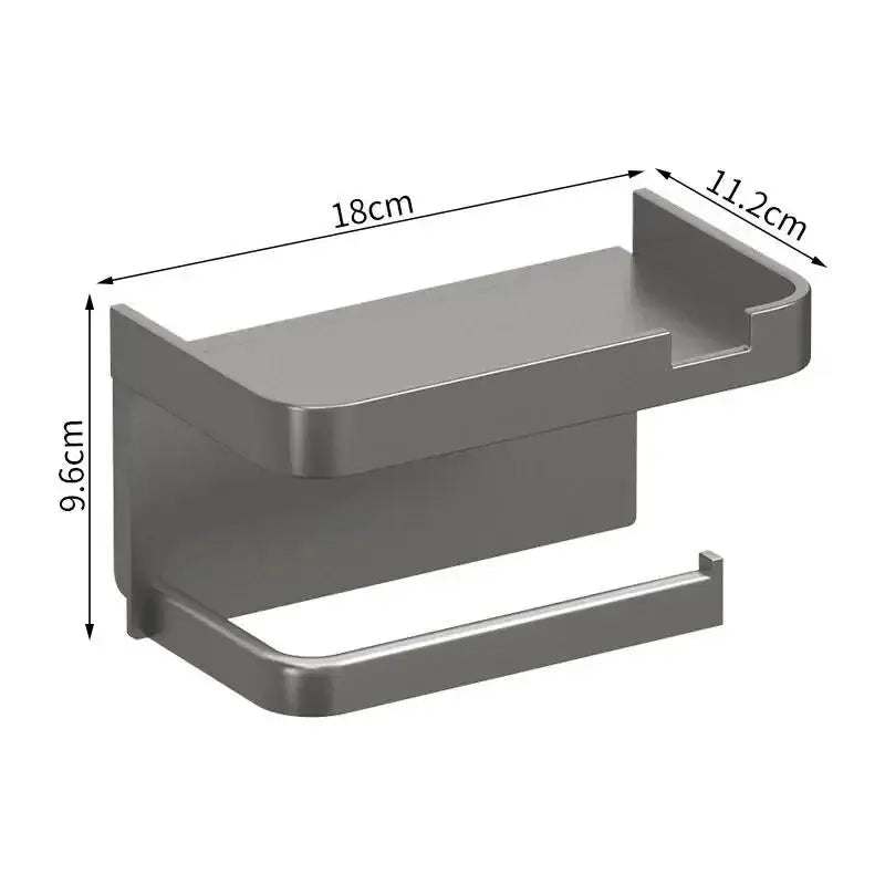 Wall Toilet Paper Holder with Phone & Storage Shelf Bathroom Storage Rack Axl Gray