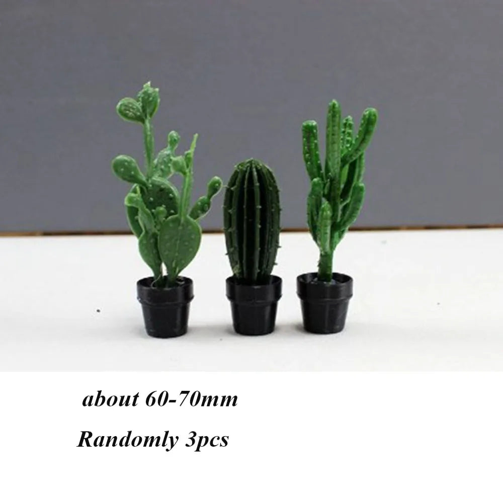 3-Pack 1:12 Dollhouse Miniature Potted Plants & Bonsai Decor Dollhouse Accessories Axl 2