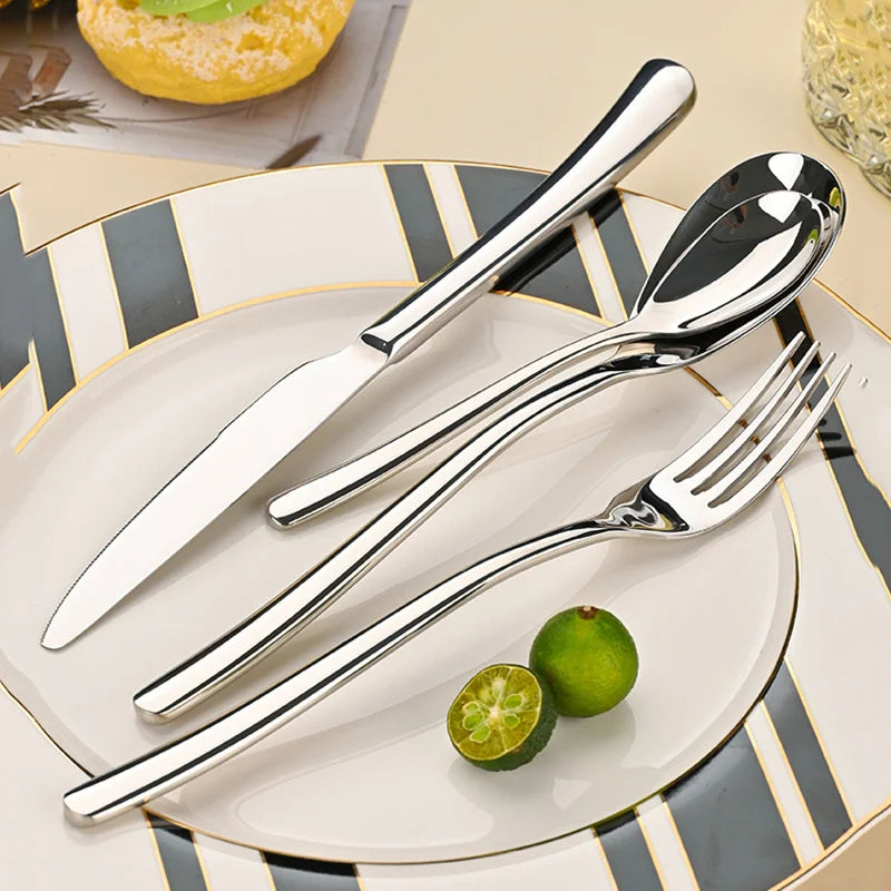 304 Stainless Steel Flatware Set – Mirror Finish Steak Knife & Fork Flatware Set Axl