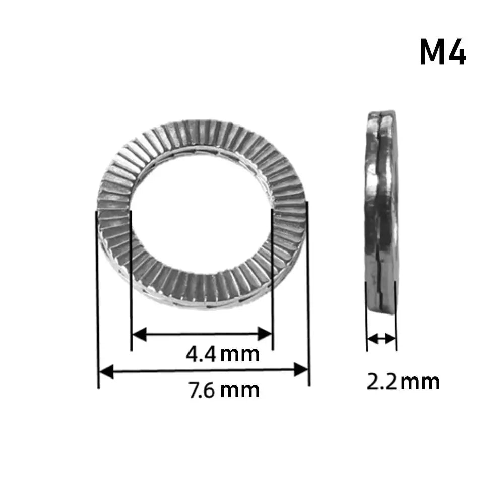 5-Pack 304 Stainless Steel Wedge Lock Washers M3–M20 Wedge Lock Washer Axl M4