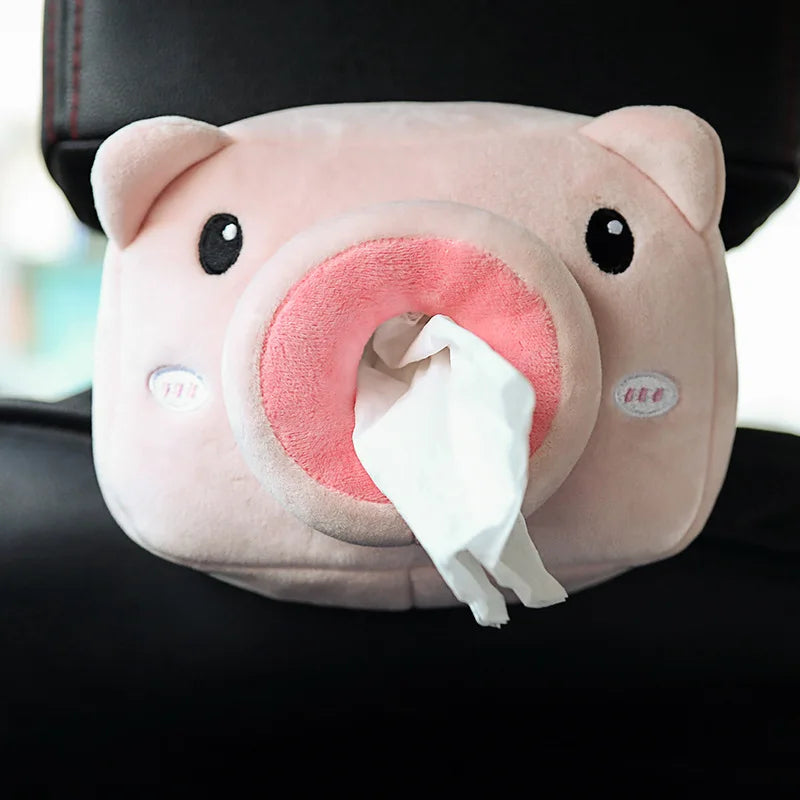 Cartoon Plush Tissue Box Holder – Car Armrest & Backseat Cover Car Tissue Holder Axl A1