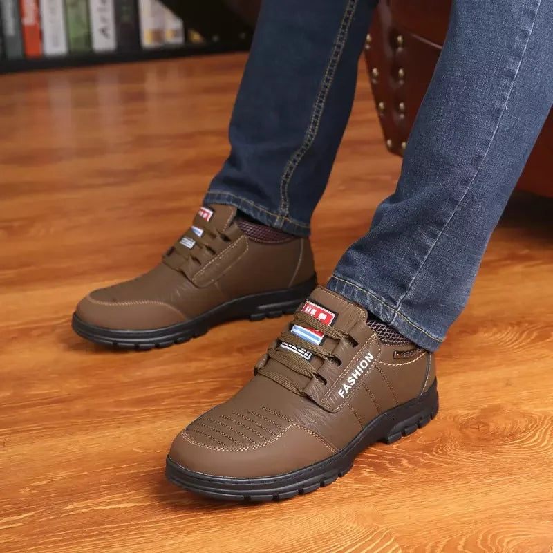 YBQJOO Men's Genuine Leather Ankle Boots – Warm & Non-Slip Men's Ankle Boots Axl