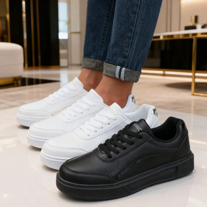 ZULIWAGN Unisex Leather Platform Sneakers | Lace-Up Skate Shoe Platform Sneakers Axl