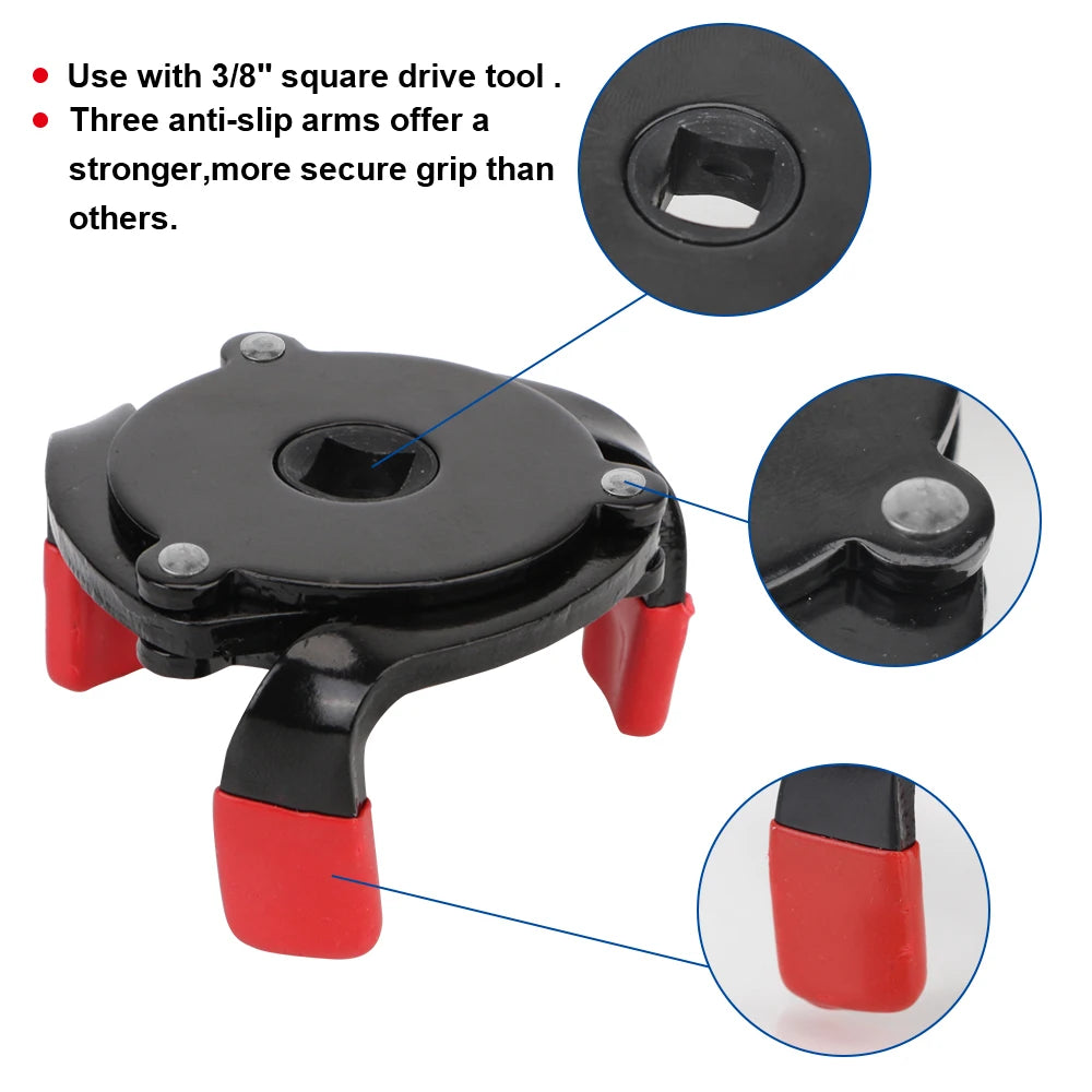 3-Jaw Oil Filter Wrench – Universal Car SUV Truck Remover Tool Oil Filter Wrench Axl