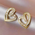 Huitan Heart Stud Earrings – Cubic Zirconia Bridal Jewelry Stud Earrings Axl E4458