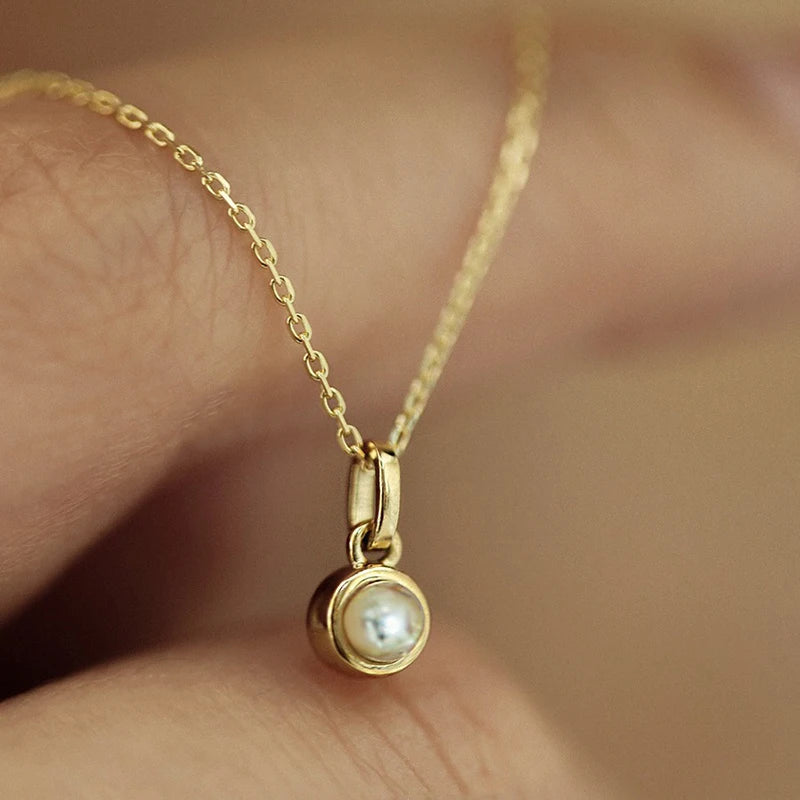 Huitan Gold Simulated Pearl Pendant Necklace – Bridal Wedding Pendant Necklace Axl XL1534 41CM 5CM