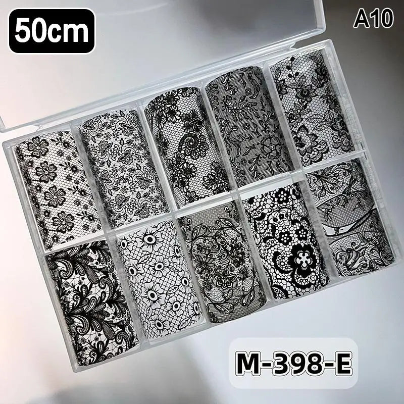 Lace Flower Nail Transfer Foils & Stickers – DIY Nail Art Nail Art Stickers Axl A10