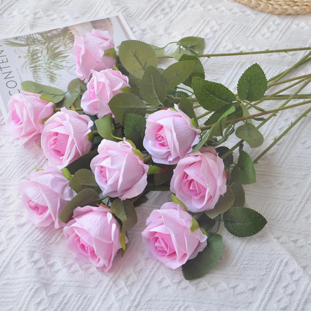 5-Pack Silk Rose Long Stem Bouquet | Wedding & Home Decor Artificial Flower Bouquet Axl