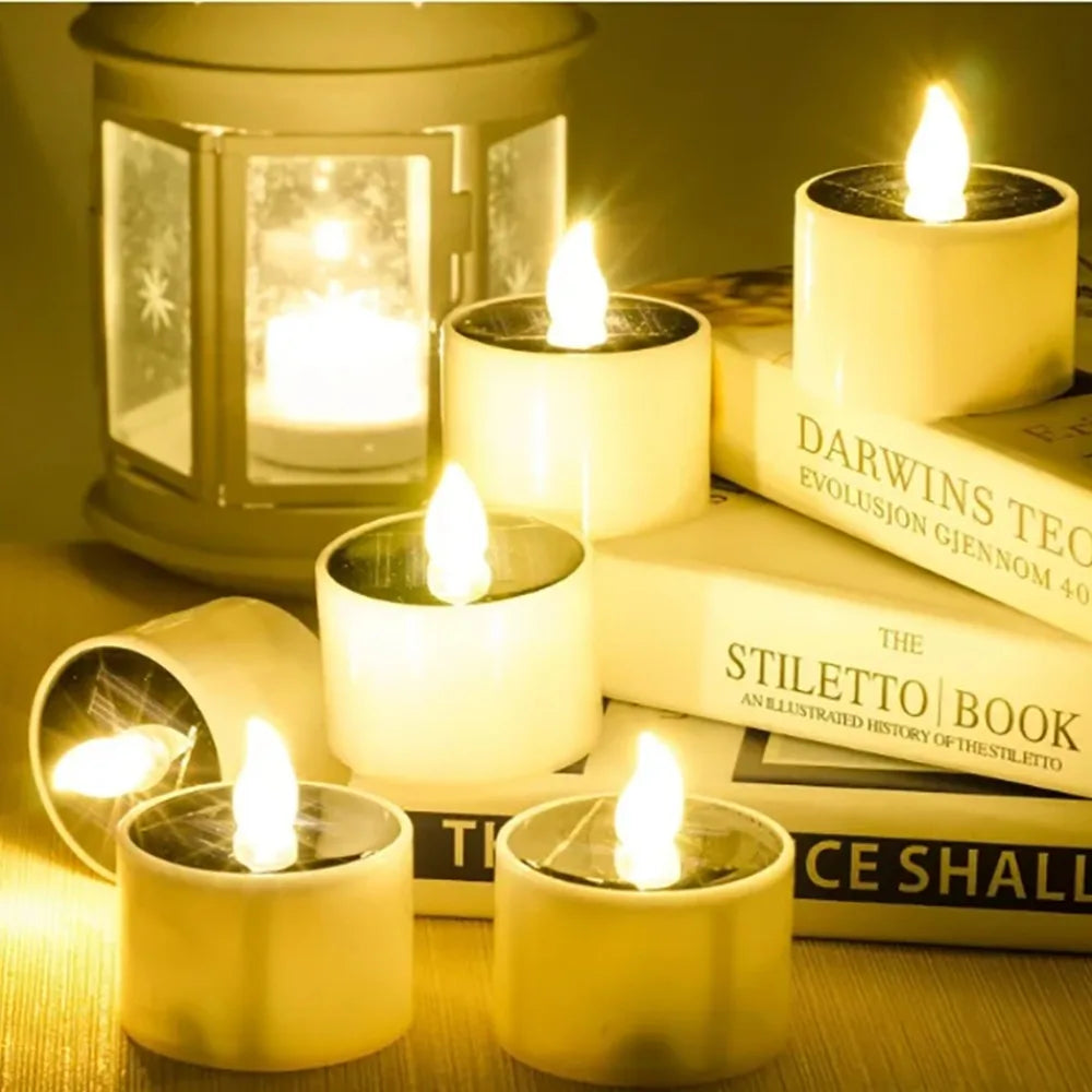 6-Pack Solar Flameless LED Tea Light Candles – Outdoor Waterproof Solar LED Candles Axl