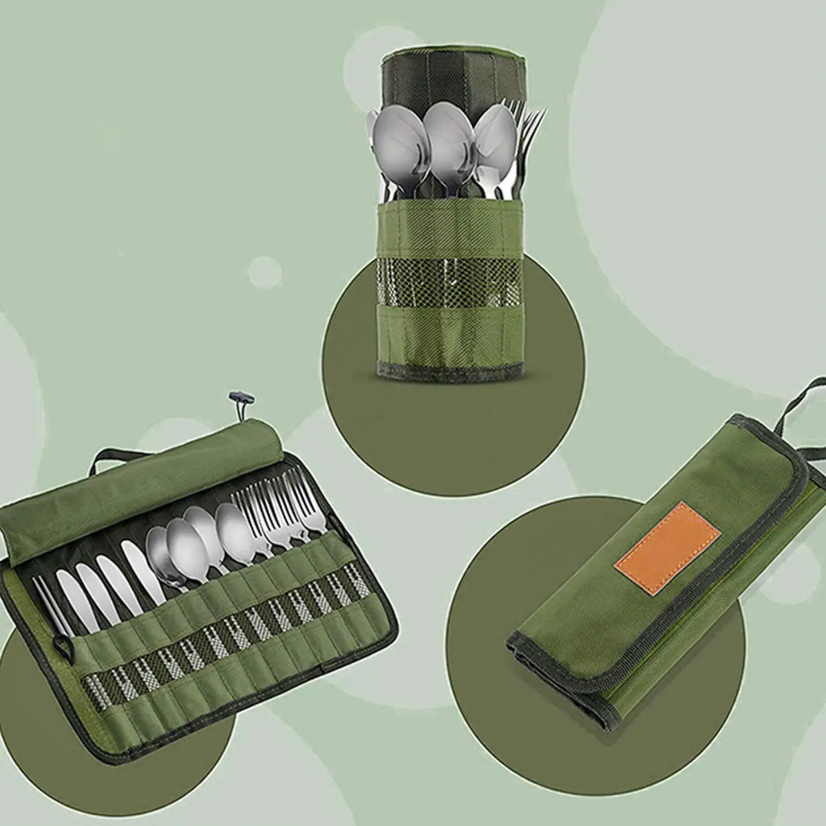 Outdoor Cutlery Roll-Up Bag – 13-Pocket Travel Pouch Cutlery Roll Bag Axl