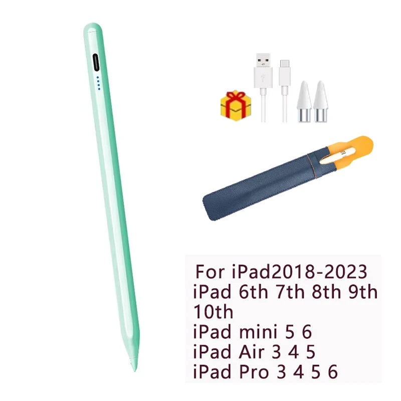 P+7 iPad Stylus Pen – Tilt, Palm Rejection, Magnetic iPad Stylus Pen Axl green and bag