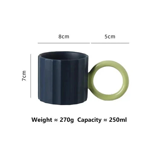 KEMORELA Nordic Ceramic Coffee Mug – Microwave Safe Gift Ceramic Coffee Mug Axl Blue 201-300ml