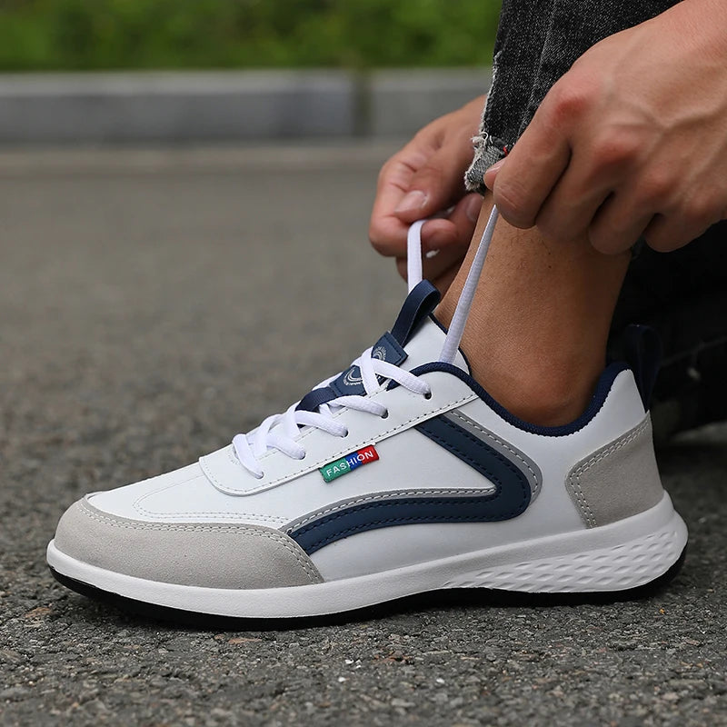 ZULIWAGN Men's PU Leather Breathable Casual Sneakers Men's Casual Sneakers Axl WHITE 43
