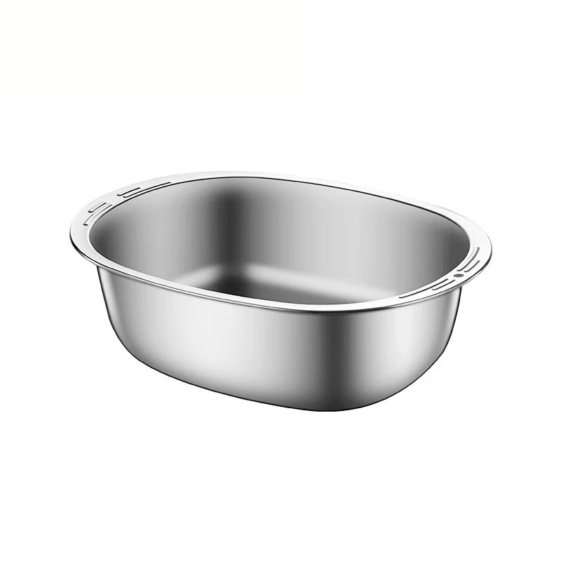 KEMORELA 304 Stainless Steel Rice Washing Basin & Colander Kitchen Colander Axl Silver