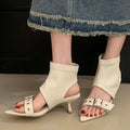 Women's Pointed Toe Ankle Boots – Metal Buckle Thin Heel Women's Ankle Boots Axl White 40