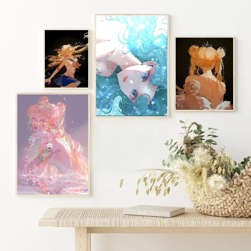 Japanese Anime Sailor Moon Wall Poster Self-Adhesive Sticker Anime Wall Poster Axl
