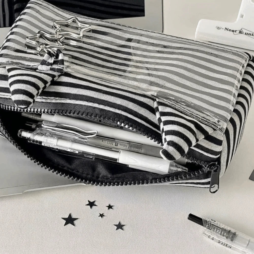 Large Capacity Striped Pencil Case – Rabbit Ear Pouch Pencil Case Axl