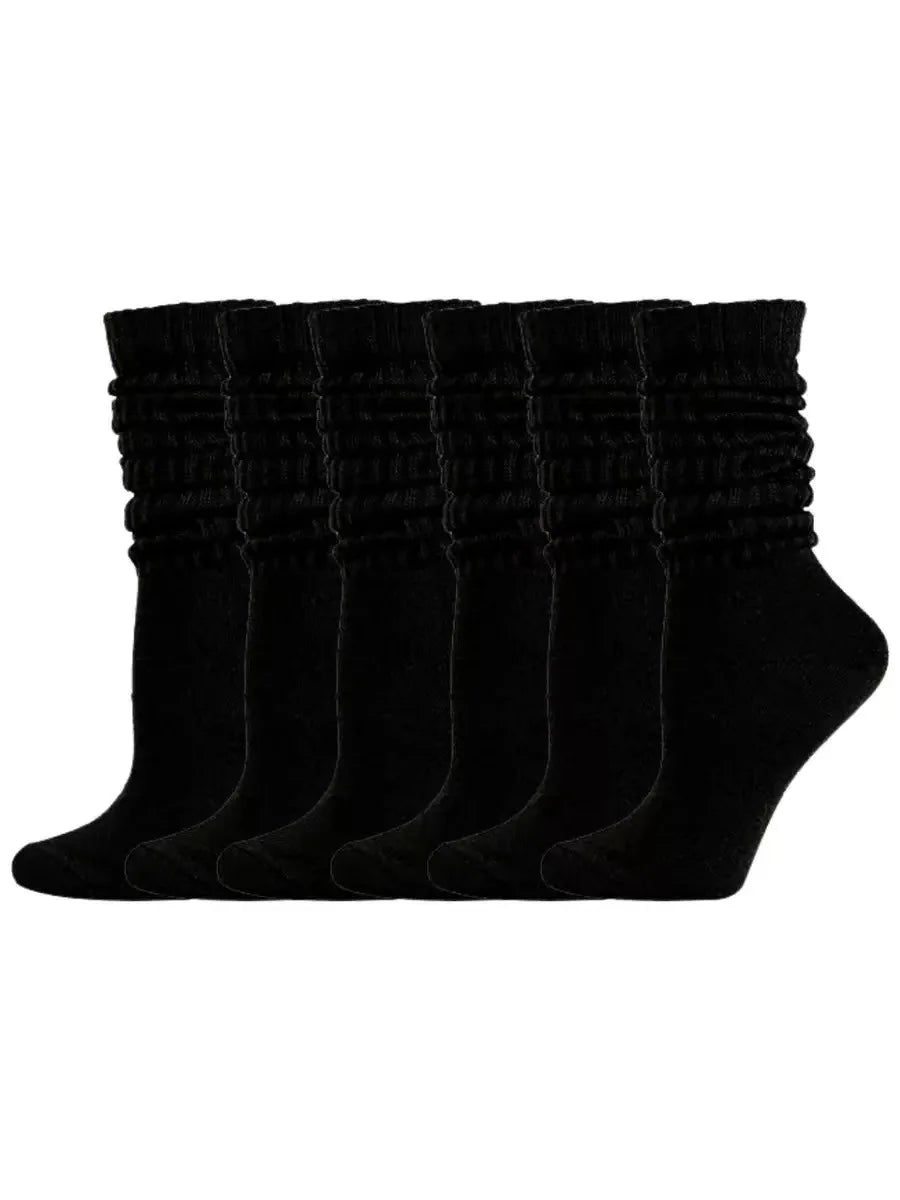 3 Pairs Women's Pleated Bubble Socks – Lolita Mid-Length Fashion Socks Axl One Size 3 pairs black