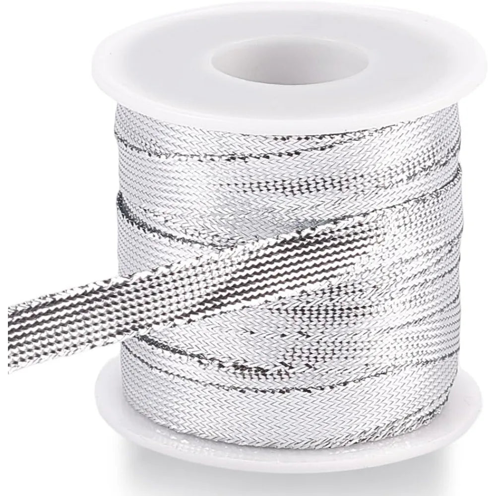 Sparkle Silver Nylon Ribbon – Dreadlock Braid & Gift Wrap 38 yd Craft Ribbon Axl