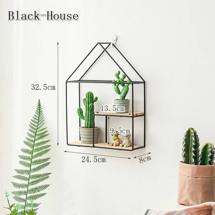 Nordic Metal Wall Shelf – DIY Iron Storage Rack | Home Decor Wall Storage Shelf Axl black-house