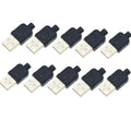 DIY USB 2.0 Type-A Male Connector 4-Pin Plastic Shell – 10 Pack USB Connector Axl Black