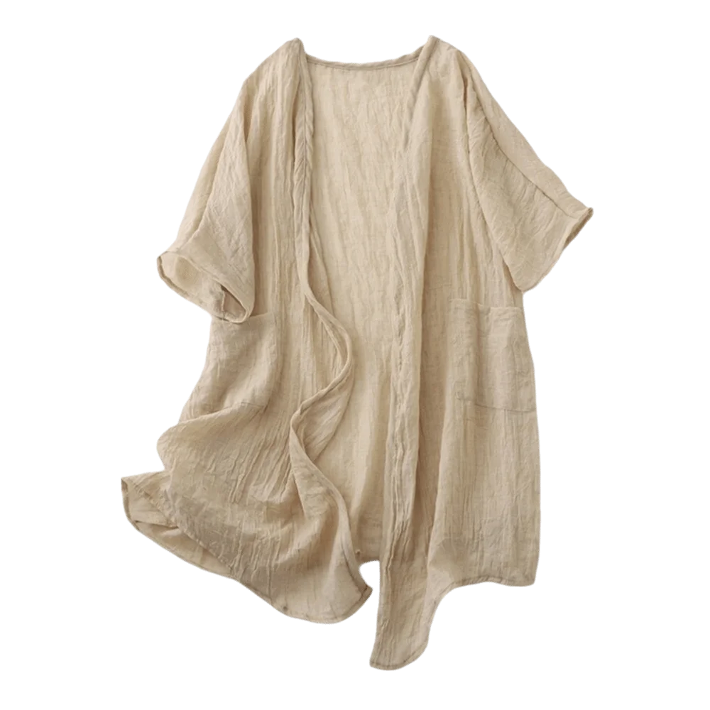 Women's Loose Open-Front Knit Cardigan – Summer Cover-Up Knit Cardigan Axl Apricot L