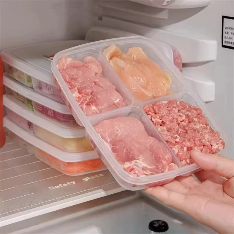 4-Compartment Fridge Food Storage Box with Lid | Fresh Keeper Food Storage Container Axl