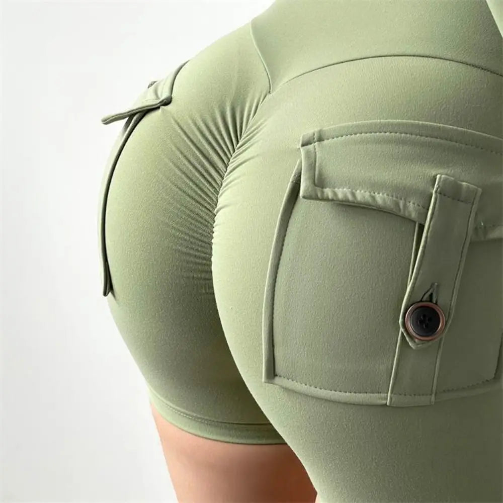 Women's High Waist Scrunch Gym Shorts with Pocket Women's Gym Shorts Axl