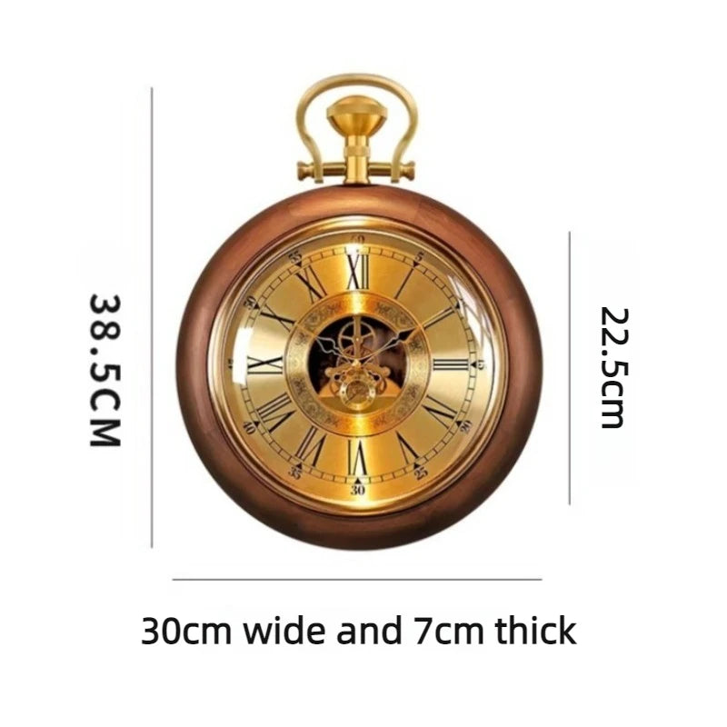 Retro Gear Wall Clock – Solid Wood & Metal Silent Quartz Decorative Wall Clock Axl