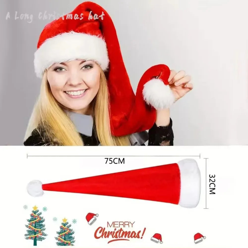 Super Long Velvet Santa Hat – Soft Thickened Christmas Hat Christmas Santa Hat Axl