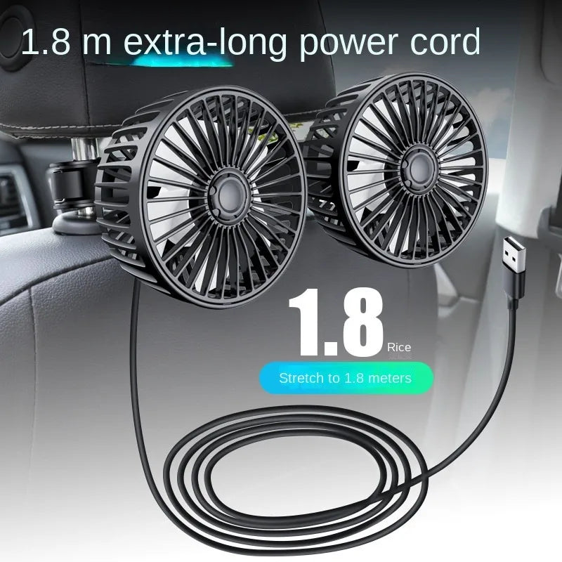 12V 24V Car Rear Seat USB Fan – 3-Speed Flexible Neck Car Interior Fan Axl