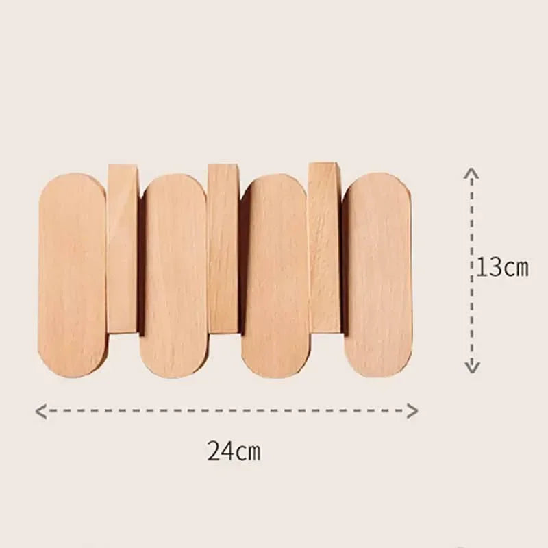 Piano Key Wall-Mounted Coat Rack – 12-Hook Oak Wood Organizer Wall-Mounted Coat Rack Axl Style B-3 Hooks