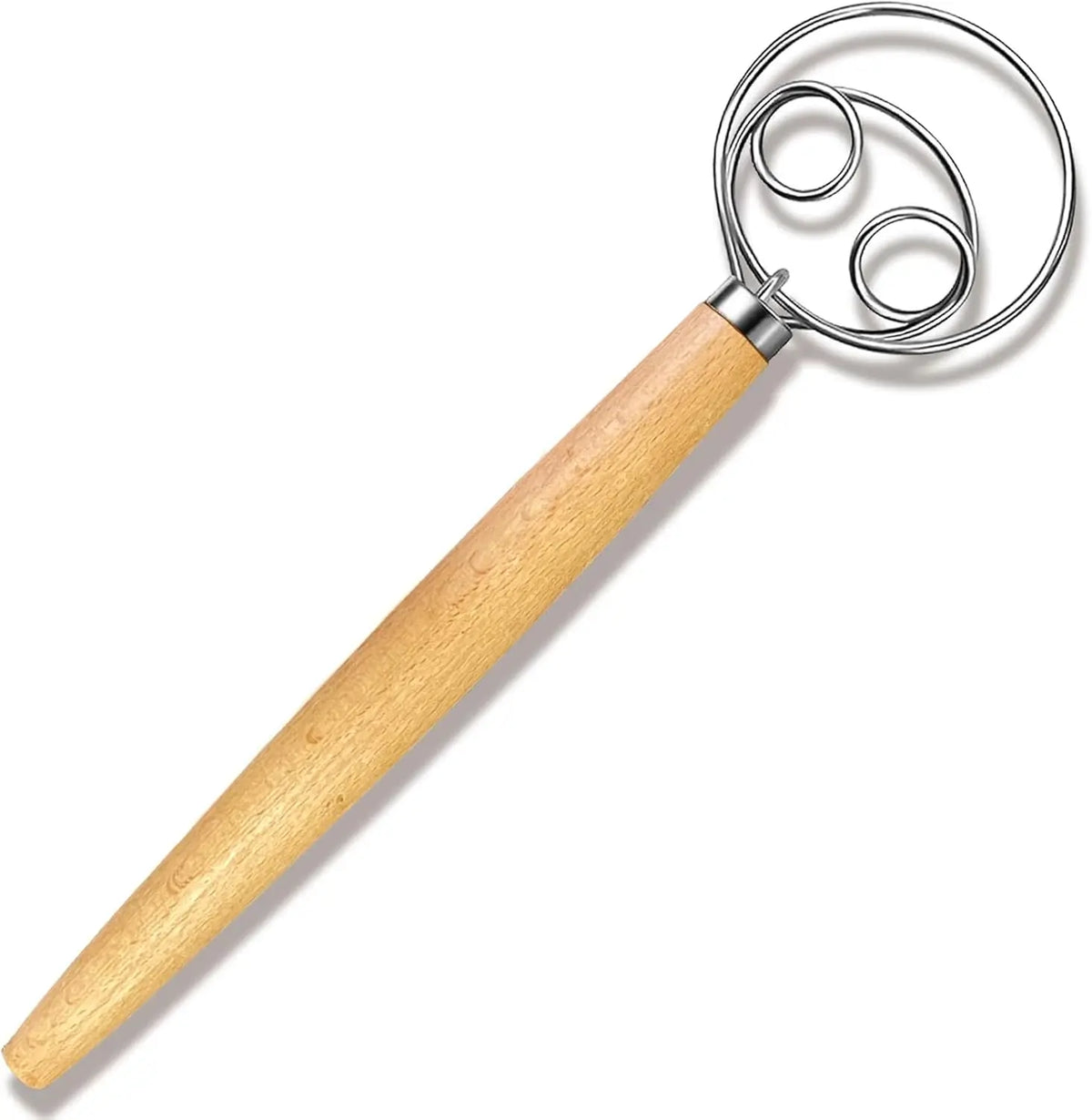 10-Inch Danish Dough Whisk – Oak Wood & Stainless Steel Dough Whisk Axl
