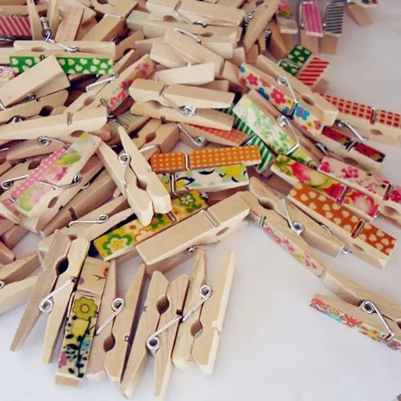 50-Pack Natural Wooden Mini Clips – Craft & Photo Clothespins Wooden Craft Clips Axl