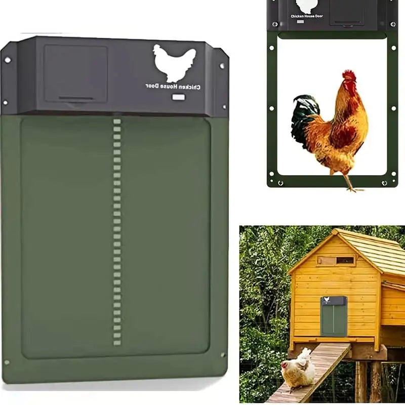 Automatic Chicken Coop Door Opener | Light Sensor Battery Powered Automatic Coop Door Axl Green