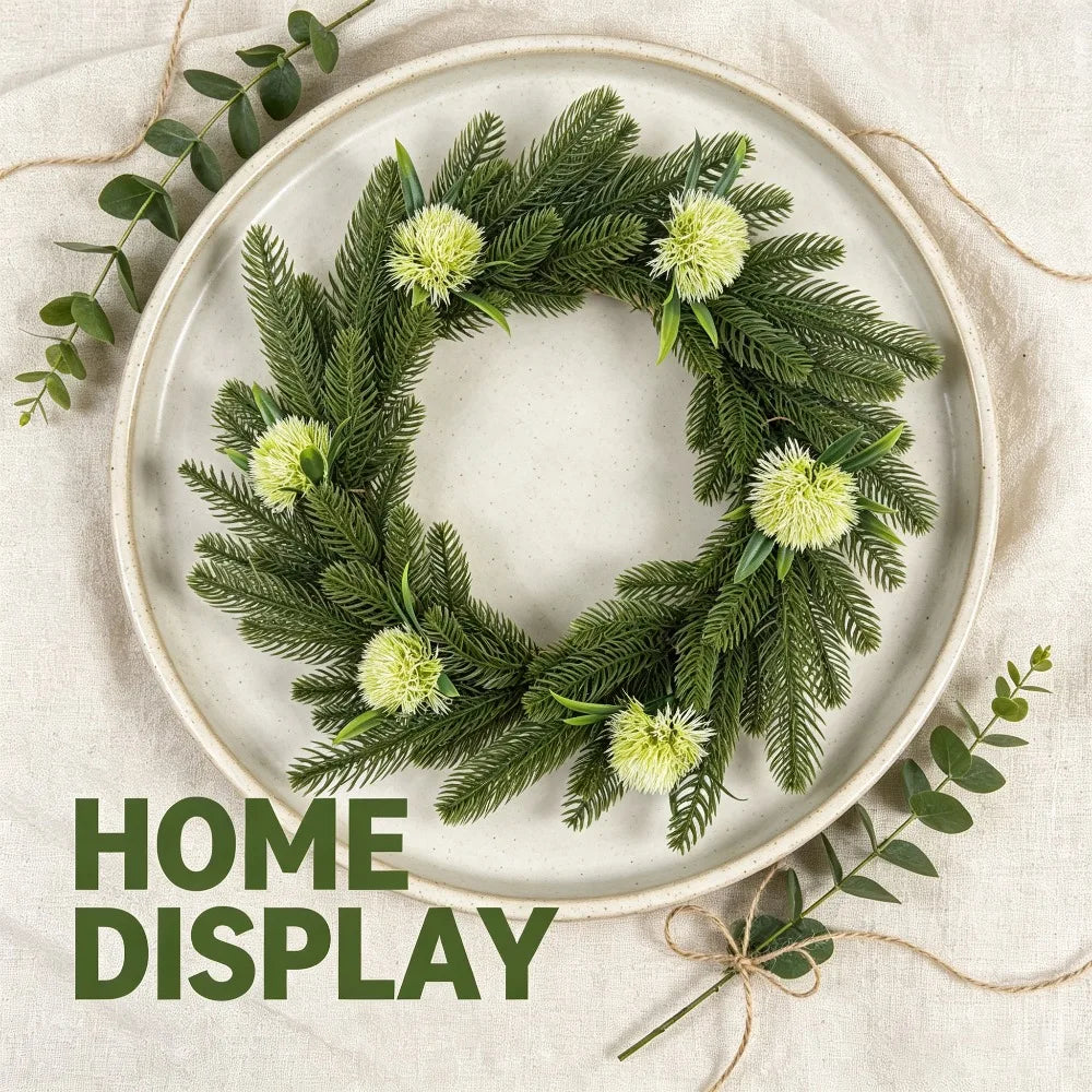 Artificial Eucalyptus Boxwood Wreath with Berries | Front Door Decorative Wreath Axl