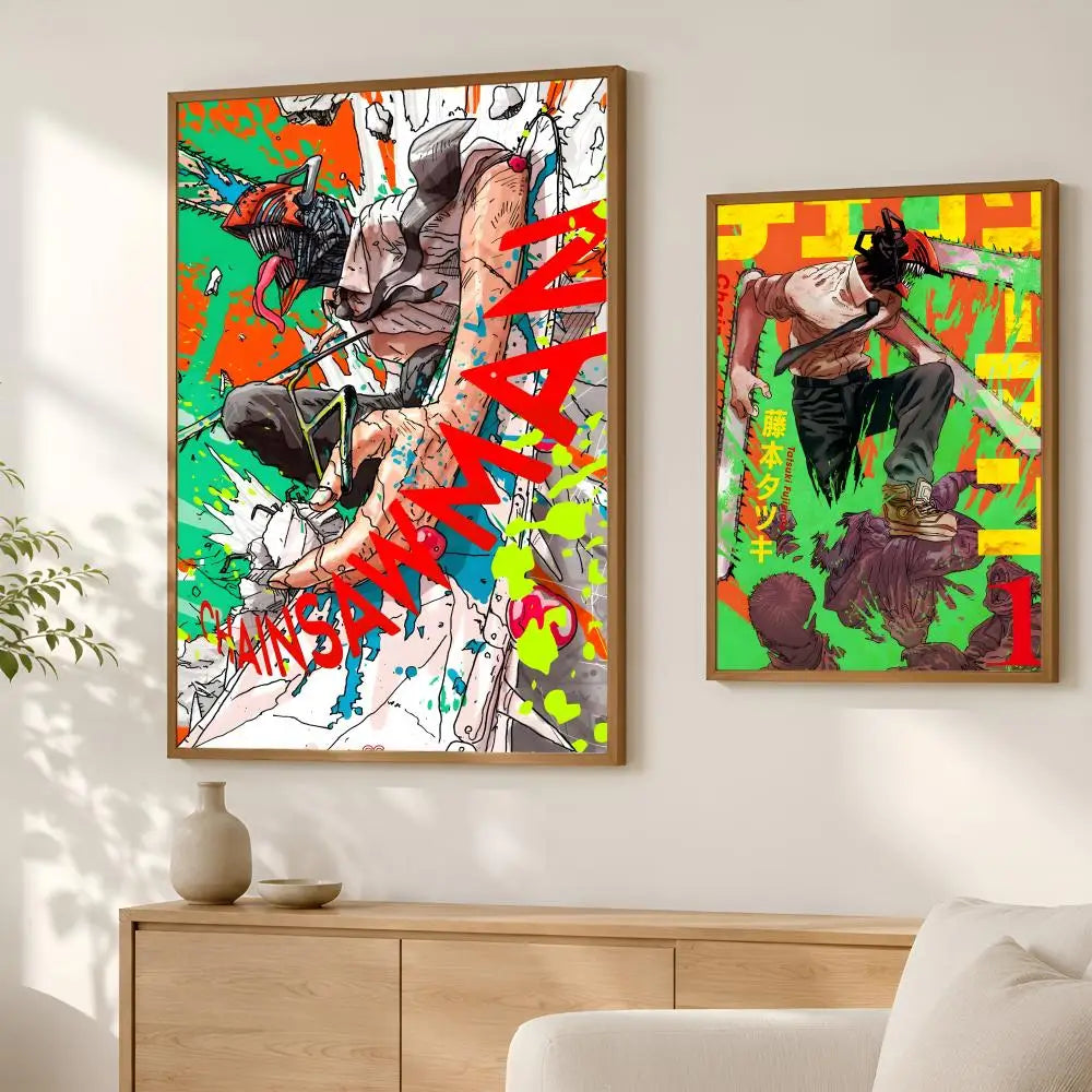 Makima Chainsaw Man Self-Stick HD PVC Wall Art Poster Anime Wall Poster Axl