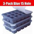 3-Pack Silicone Ice Cube Trays with Lids – 15 Grid Freezer Molds Silicone Ice Tray Axl 3-Pack Blue 15 Hole