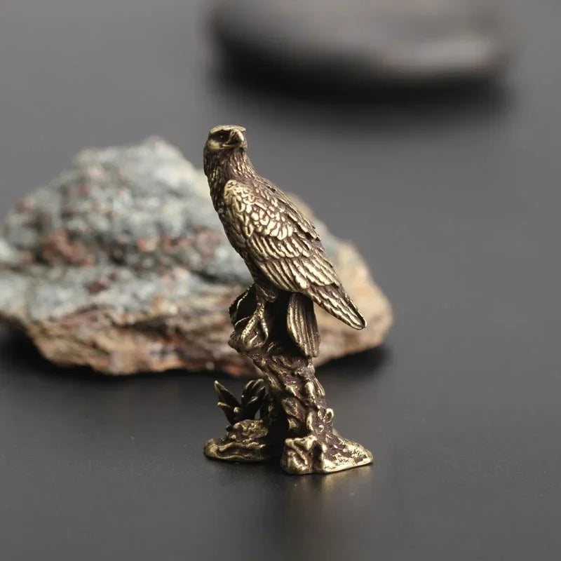 Vintage Brass Eagle Miniature Statue – Handmade Bird Figurine Decorative Figurine Axl
