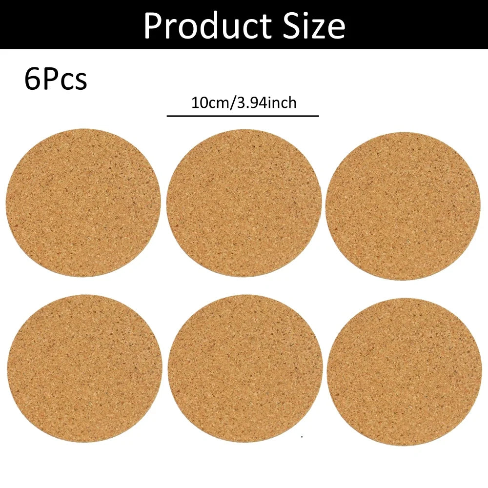 Round Cork Coasters – Heat-Resistant Drink Coasters Set of 2/4/6 Cork Drink Coasters Axl 6Pcs Round 10x10cm