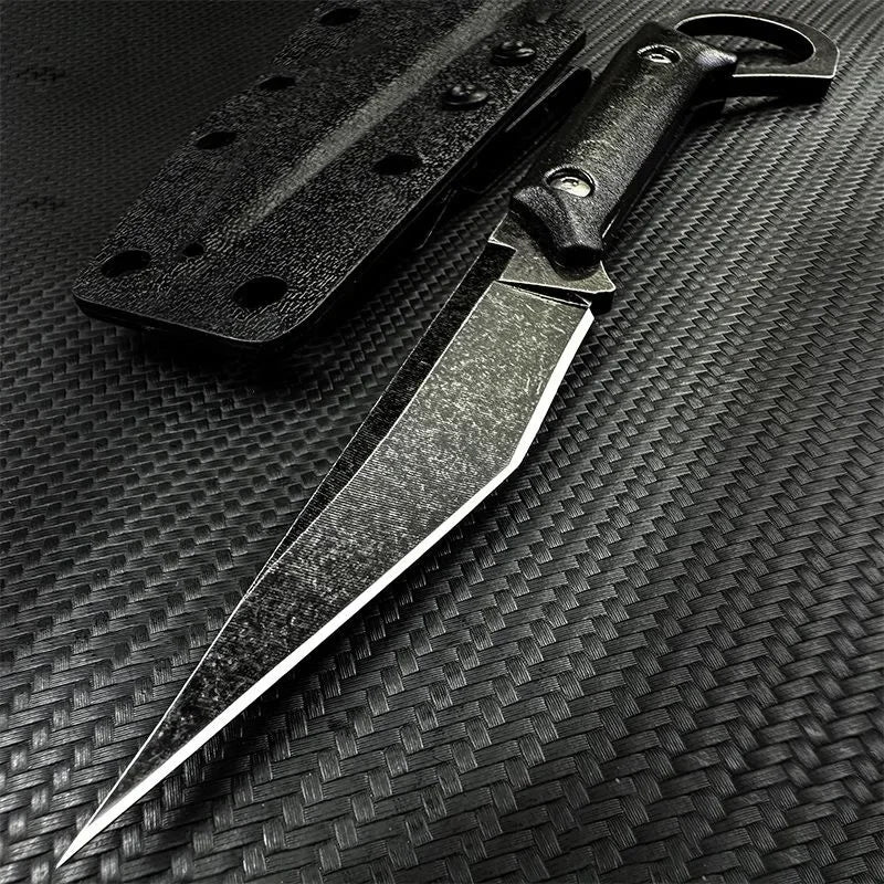 Stainless Steel EDC Pocket Knife with Sheath – Outdoor Straight Blade Fixed Blade Knife Axl