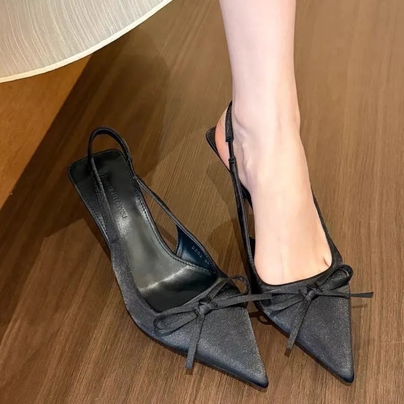 Women's Butterfly-Knot High Heel Sandals | Square Heel Party Pumps High Heel Sandals Axl