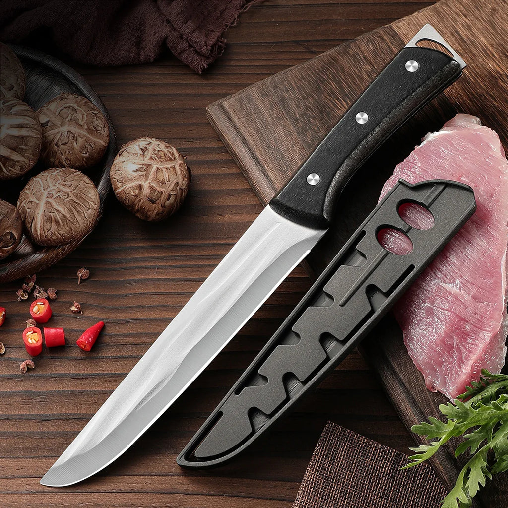 SHENJIU Stainless Steel Meat Cleaver – Wood Handle & Sheath Meat Cleaver Axl 1pcs